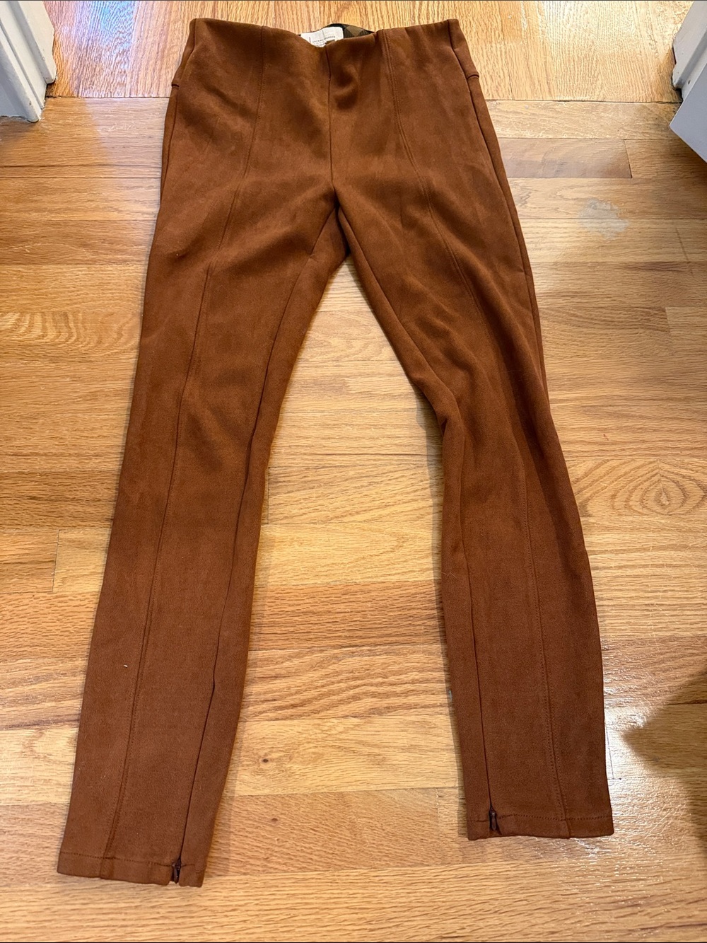 Anthropologie Rust Brown Slim Suede Look Leggings